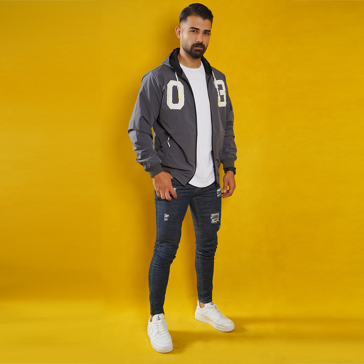 کاپشن مردانه طوسی مدل 03