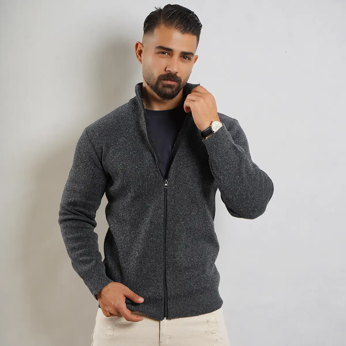 سوییشرت مردانه ذغالی مدل Meysam