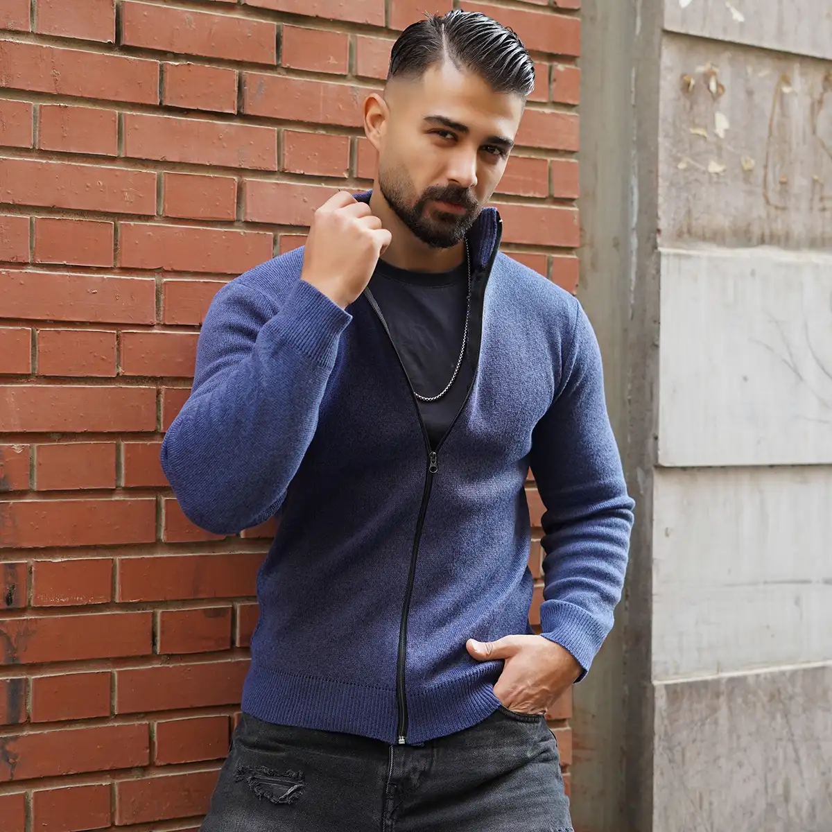 سوییشرت مردانه آبی مدل Meysam