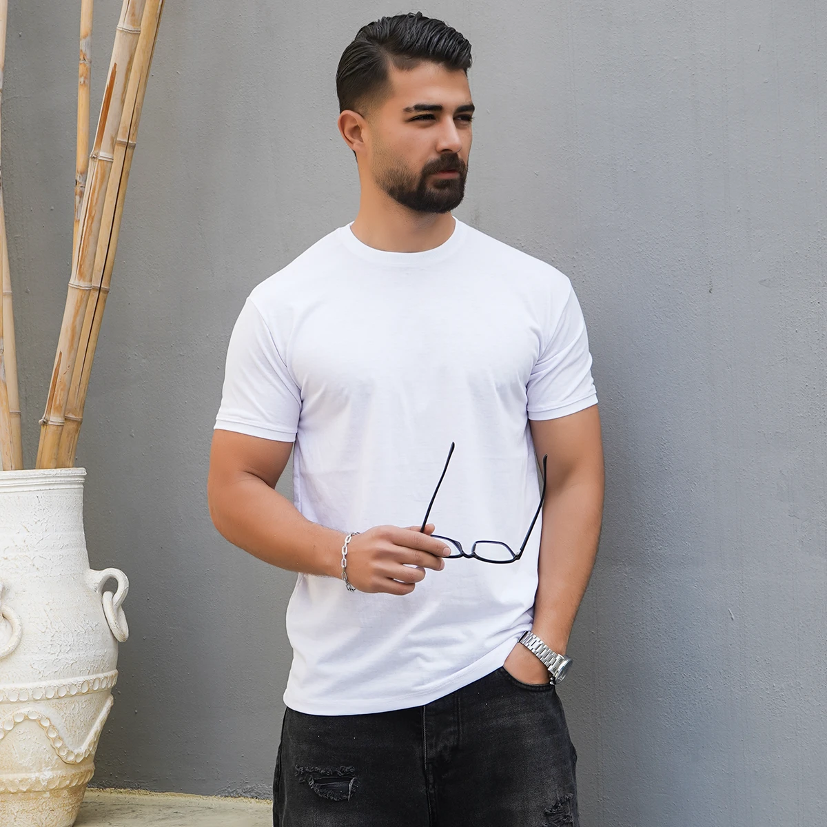 تیشرت ساده سفید مردانه مدل Edvan