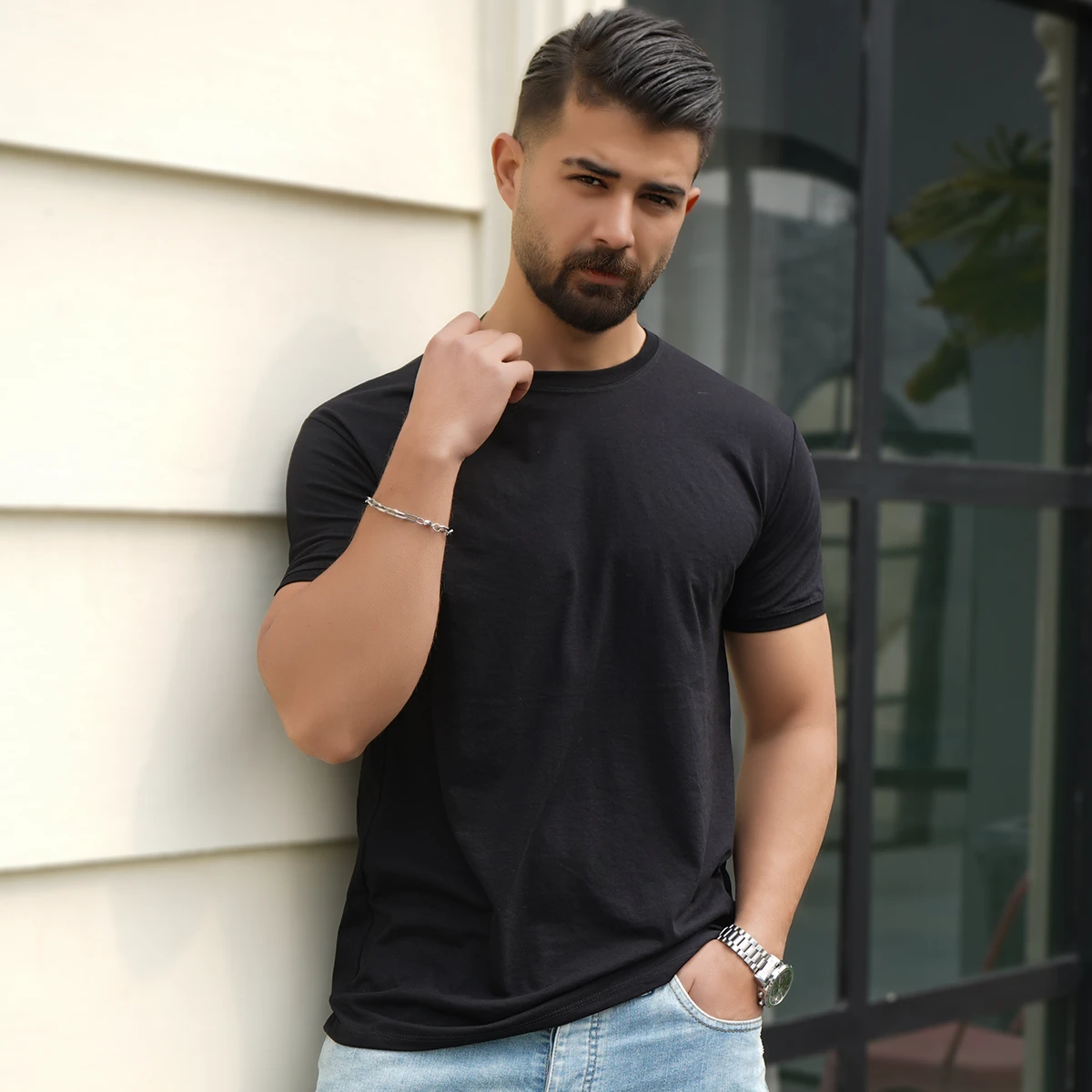 تیشرت ساده مشکی مردانه مدل Edvan