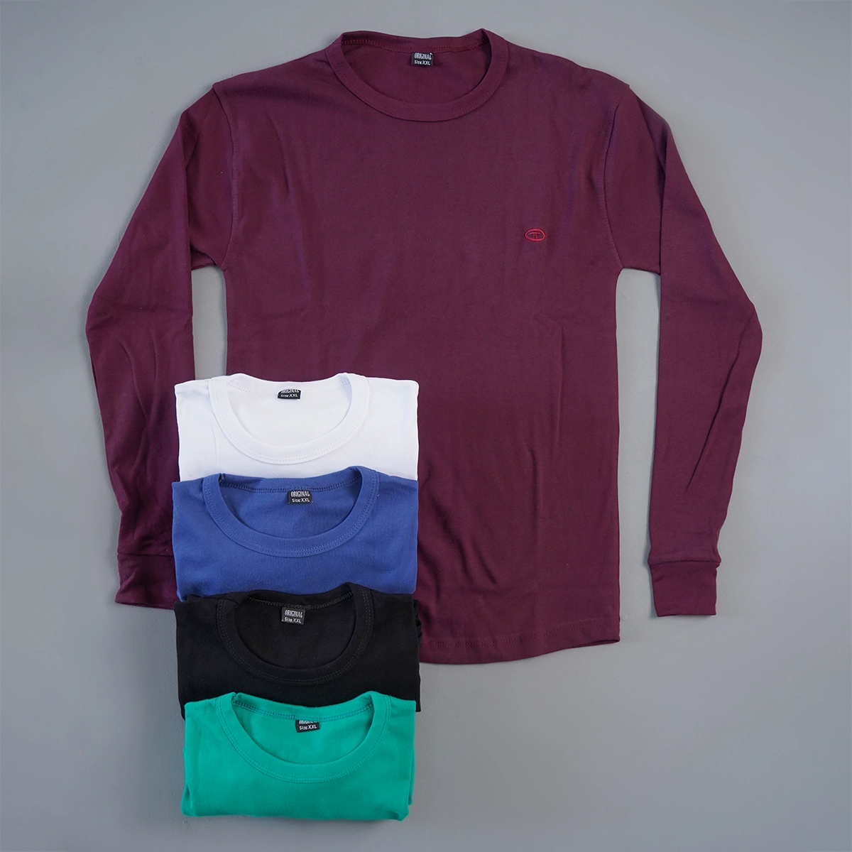 تیشرت مردانه آستین بلند زرشکی مدل Tom Tailor