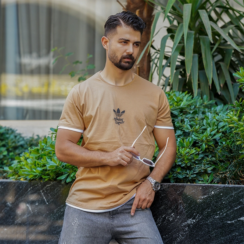 تیشرت مردانه Adidas خردلی مدل T60
