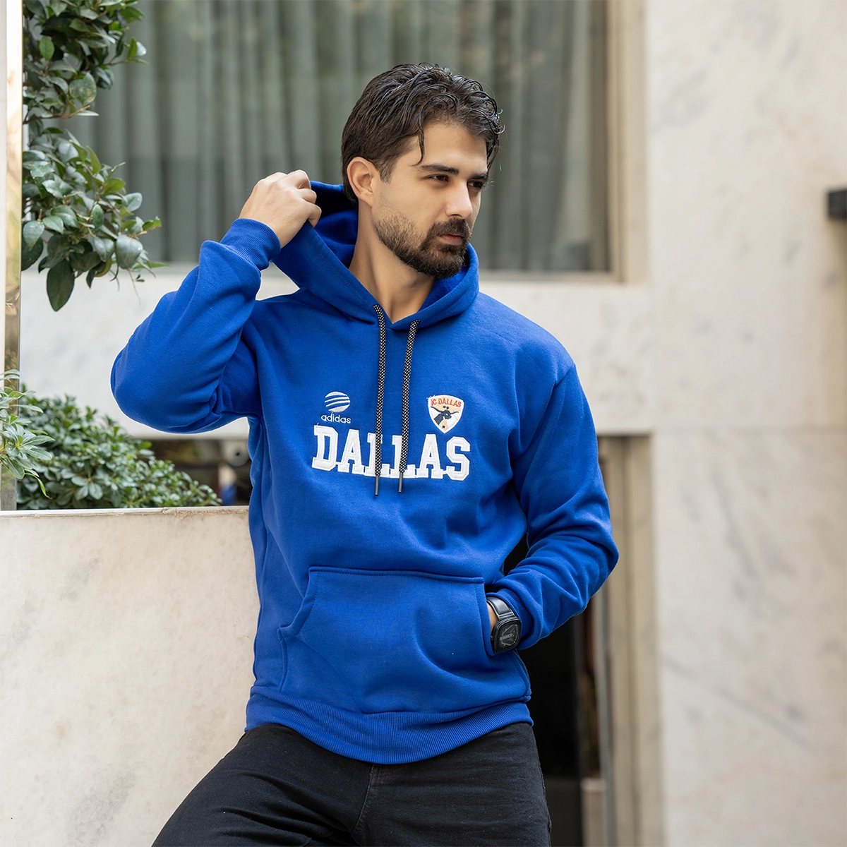 هودی مردانه آبی مدل Dallas