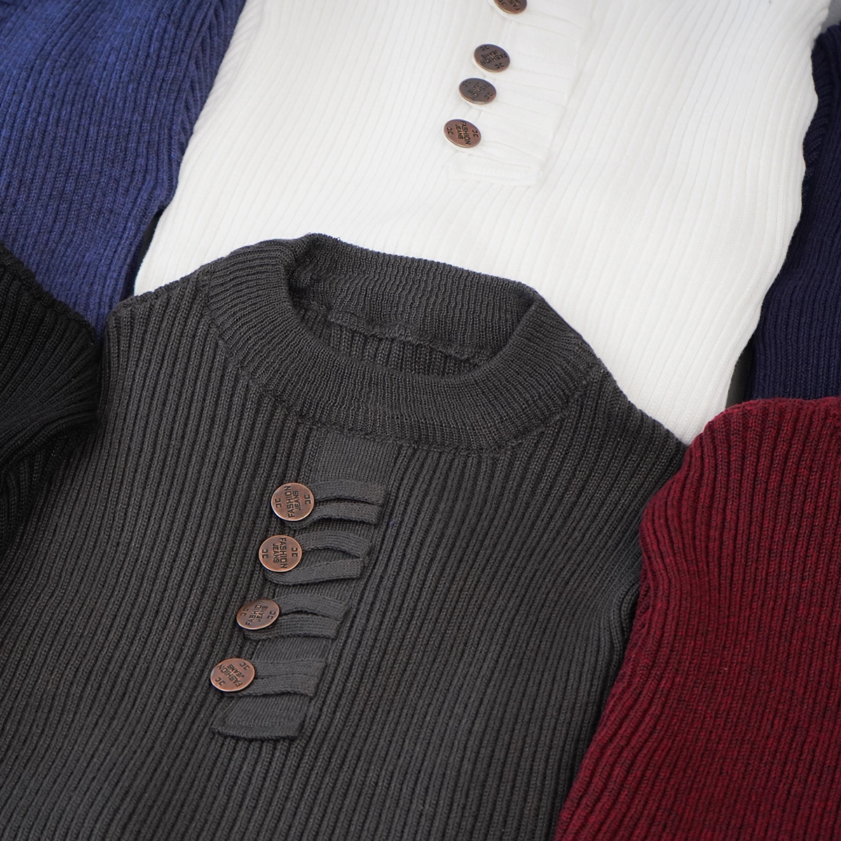 بافت مردانه سرمه ای مدل دکمه ای