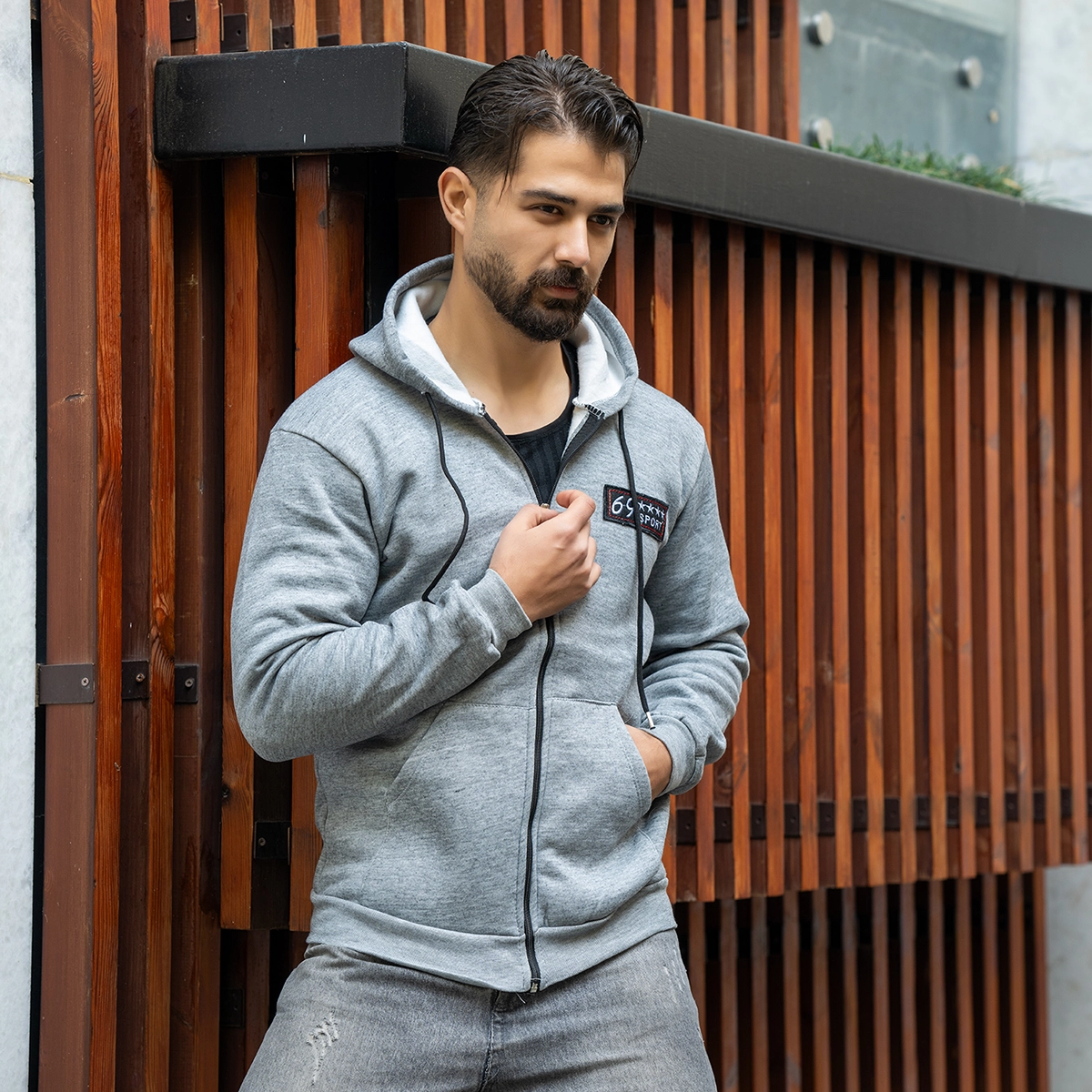 سوییشرت مردانه طوسی مدل Yazdan