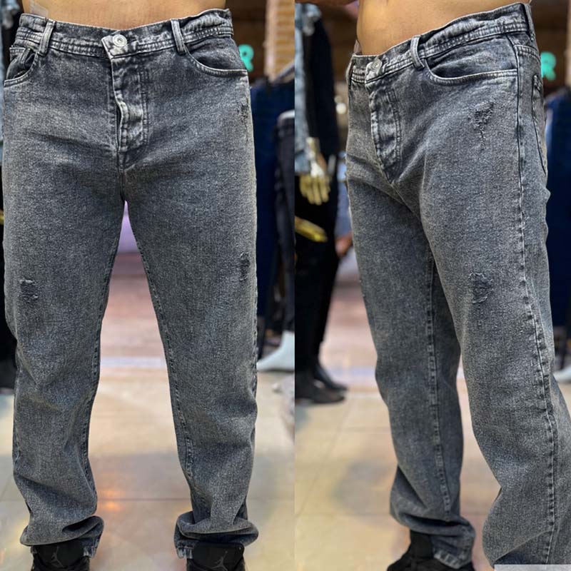 شلوار جین مام استایل ذغالی مردانه مدل Barad