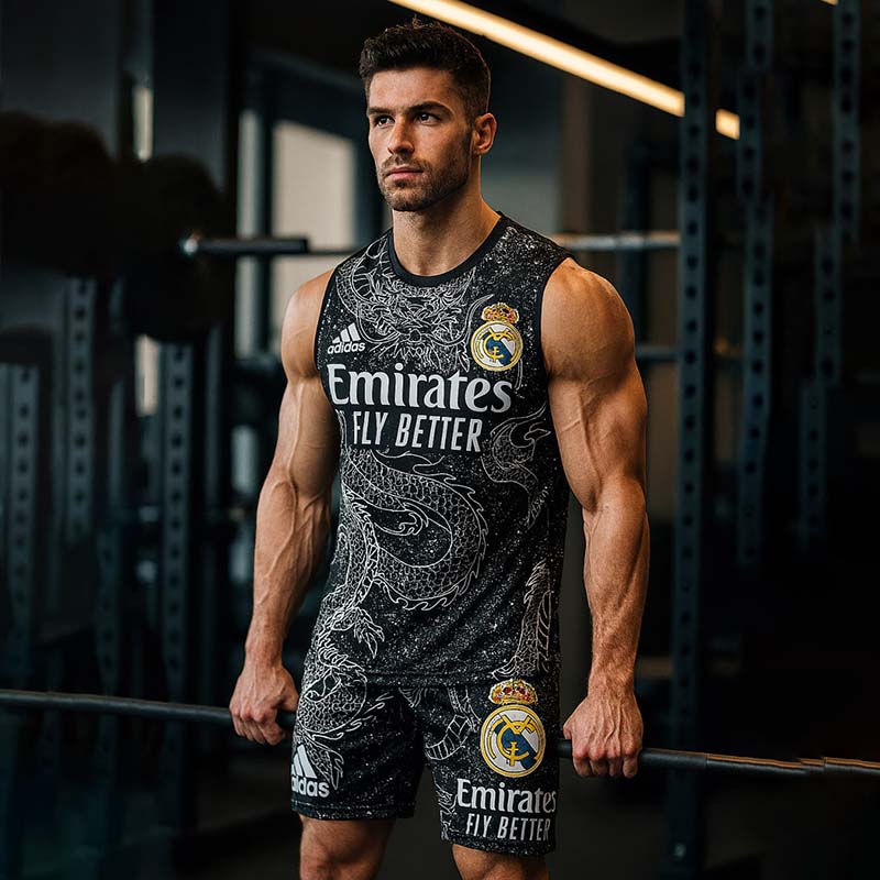 ست رکابی شلوارک مردانه مشکی طرح اژدها