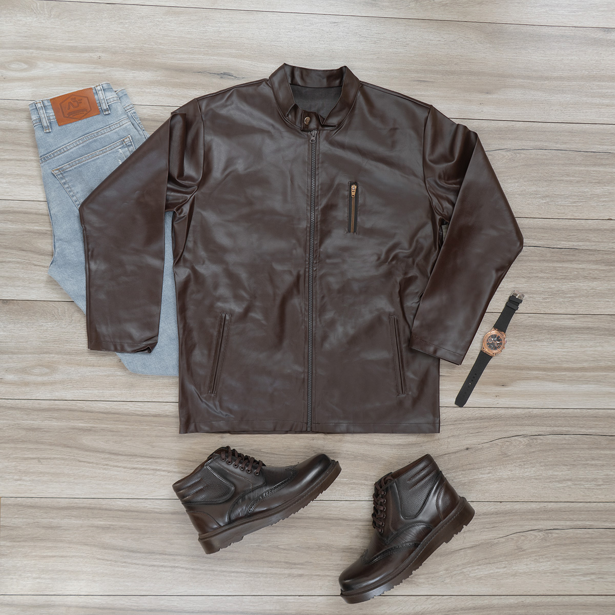 کاپشن مردانه چرم مدل DERIK