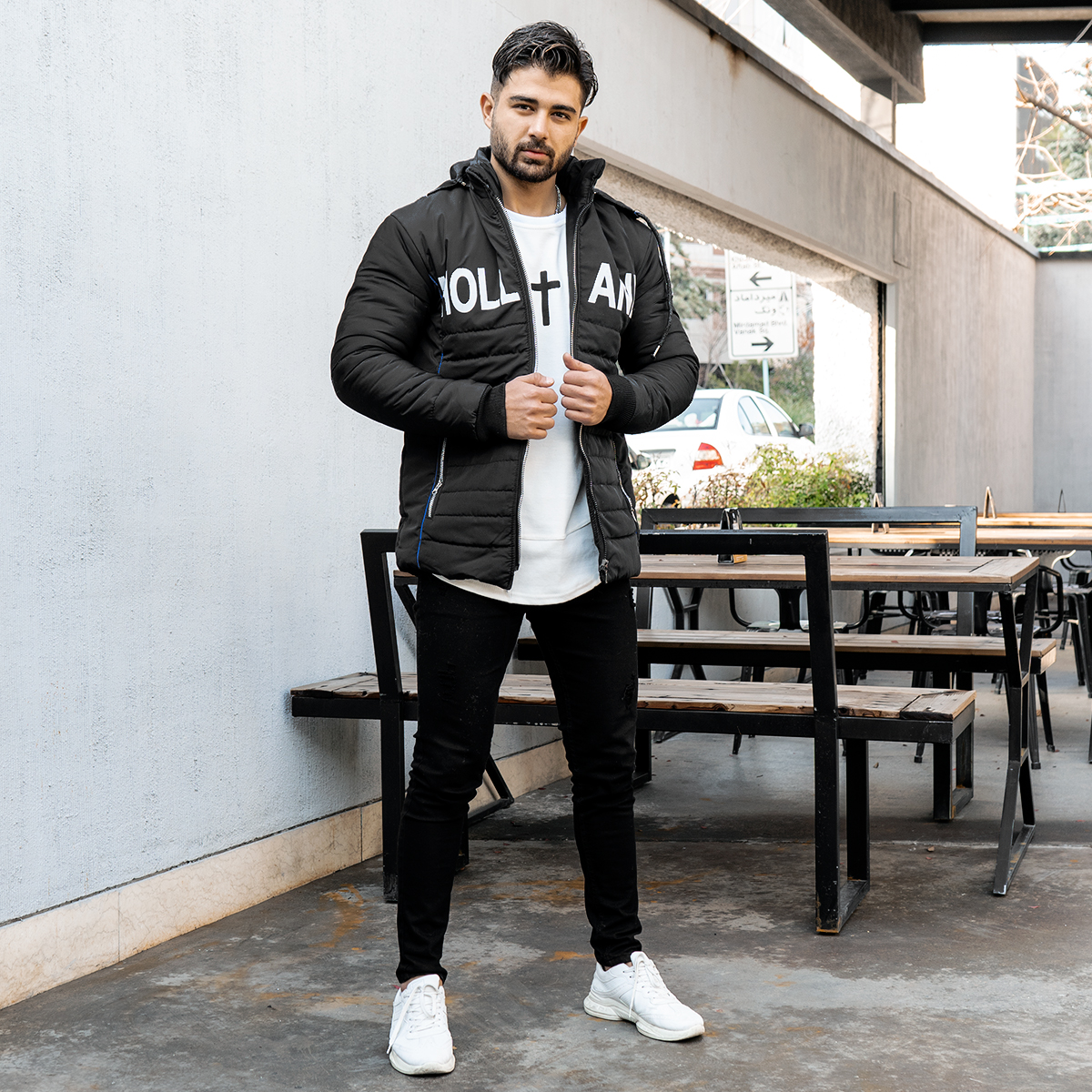 کاپشن مردانه مشکی مدلHolland