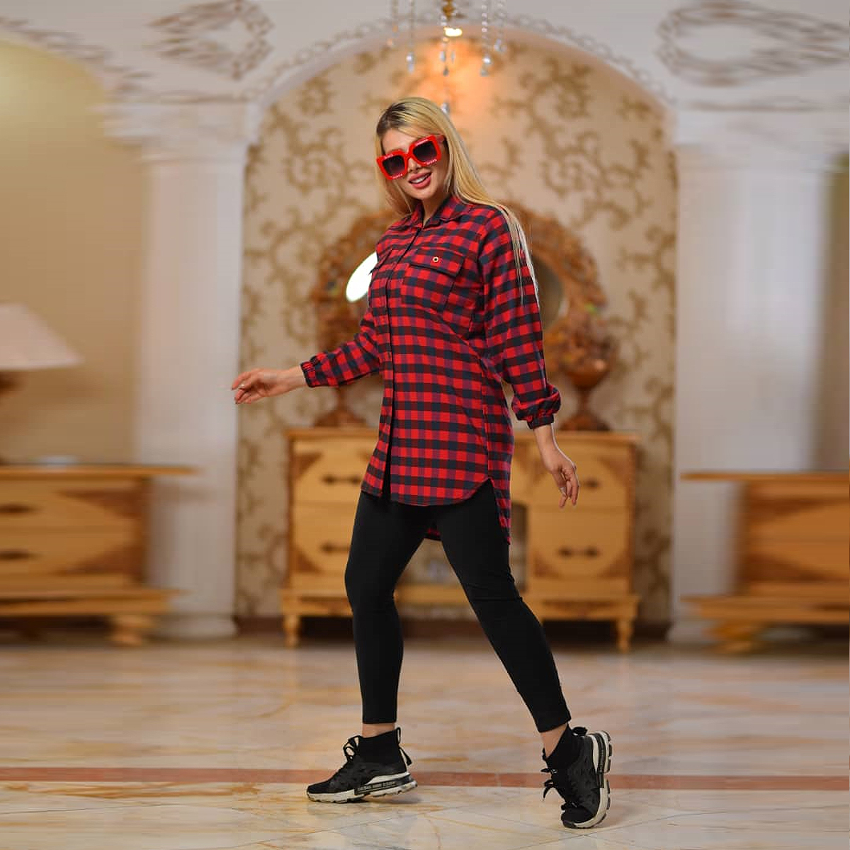 مانتو چهارخونه مدل Felora