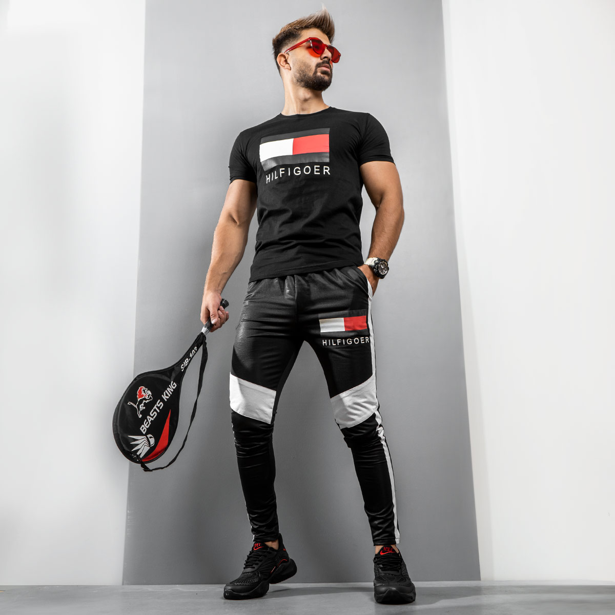 ست تیشرت شلوار Tommy Hilfiger مردانه مشکی مدل Pandura