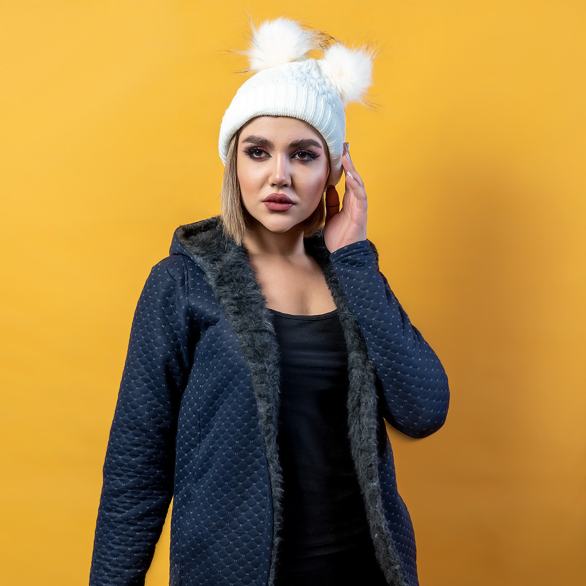 کلاه دخترانه خرگوشی سفید مدل Boshra