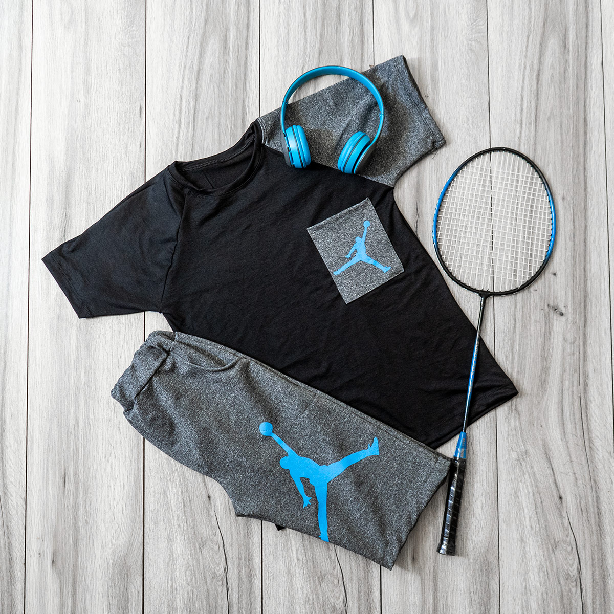 ست بچه گانه جردن طوسی مشکی مدل Z128