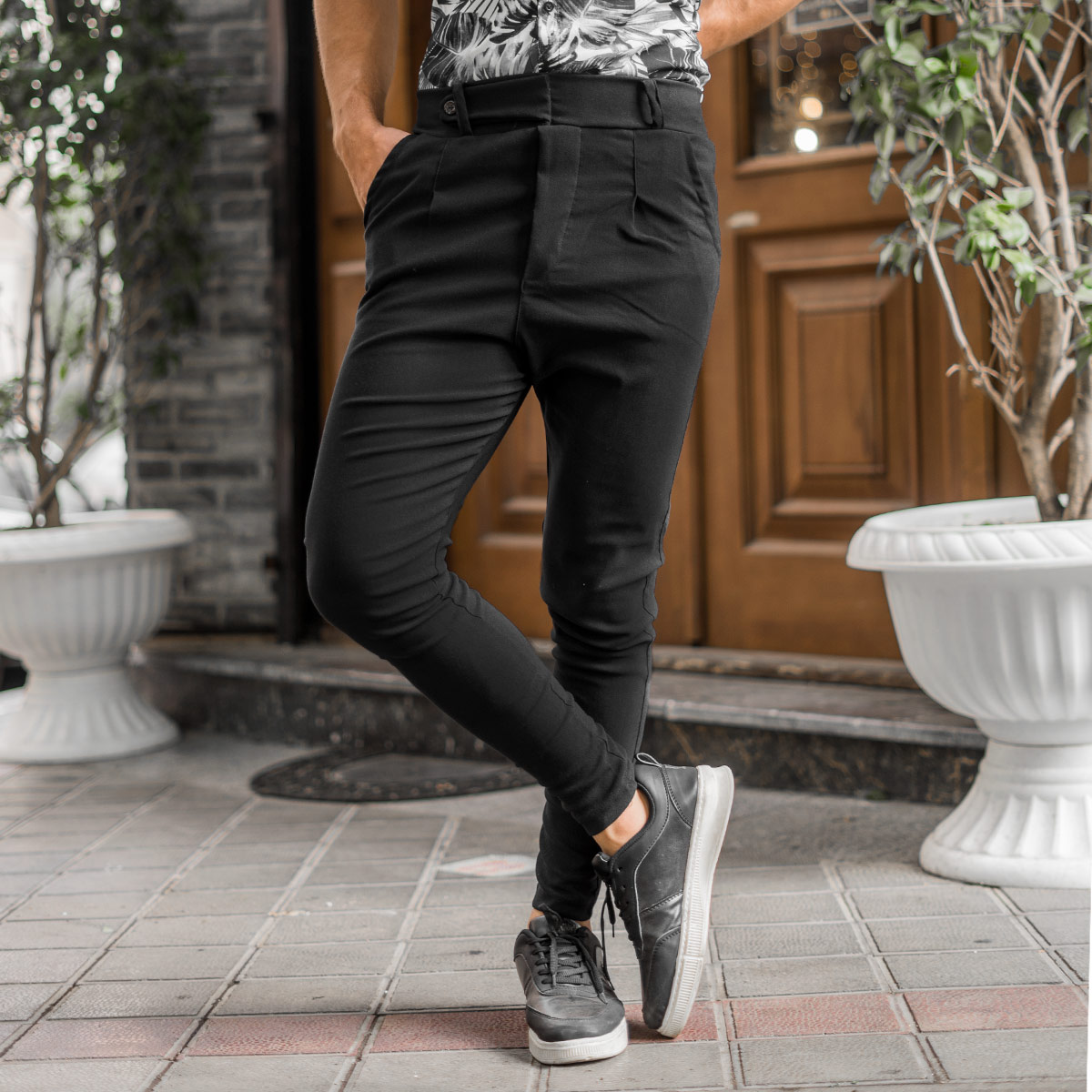 شلوار اسلش مشکی مردانه مدل Zaros