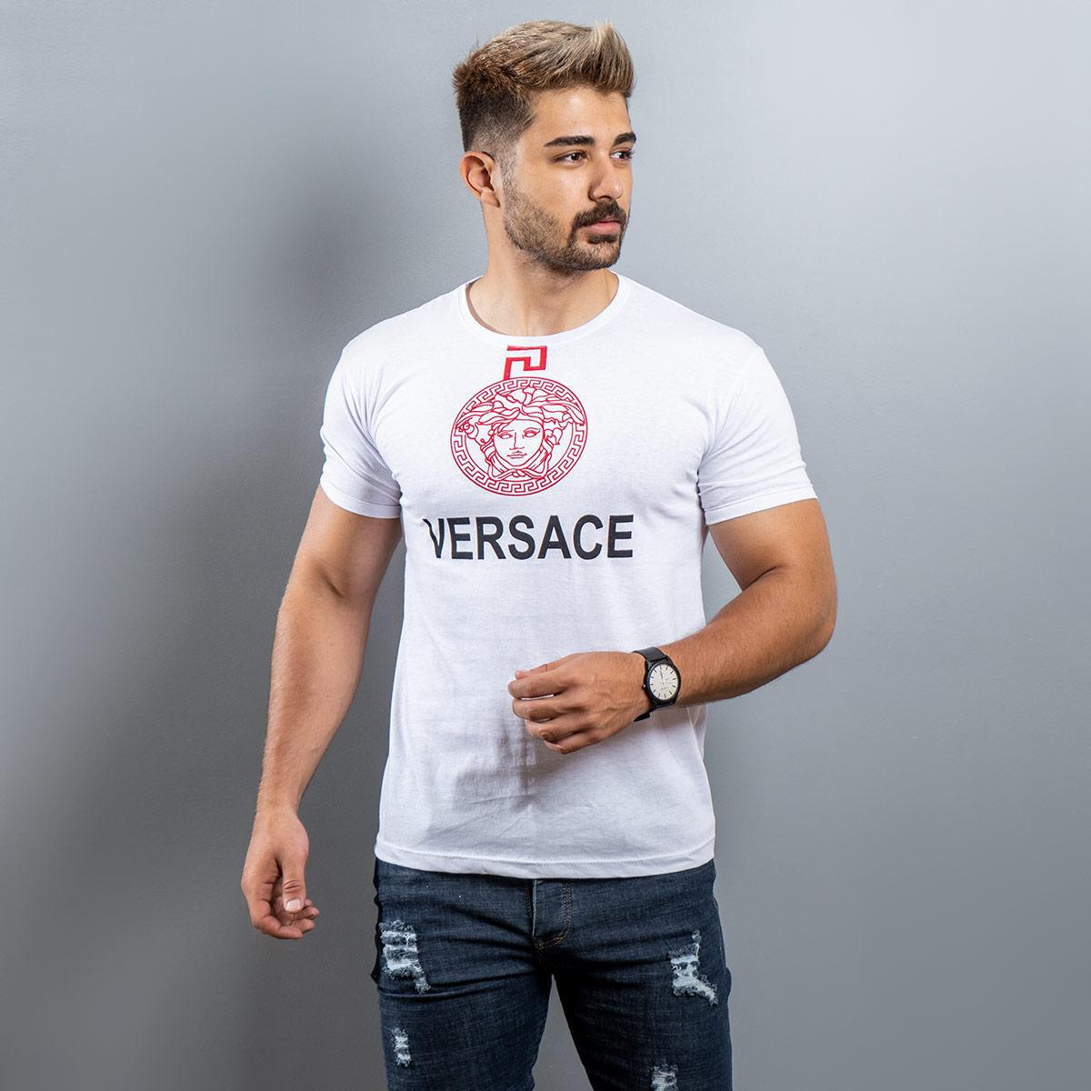 تیشرت Versace مردانه سفید مدل Janatan