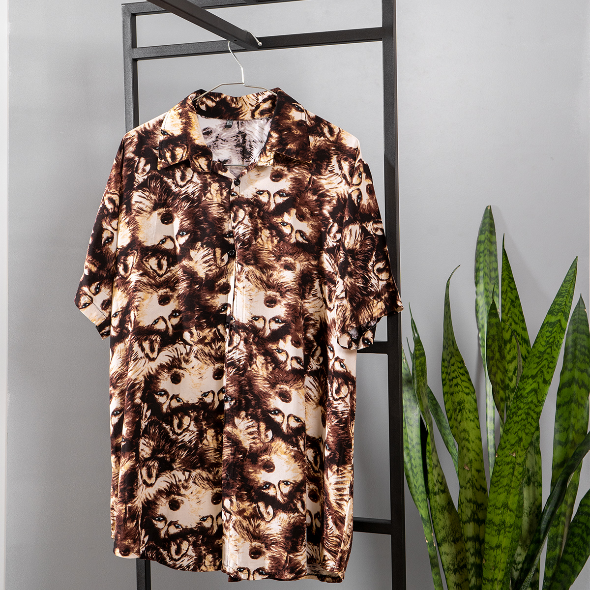 پیراهن هاوایی مردانه مدل Wolf