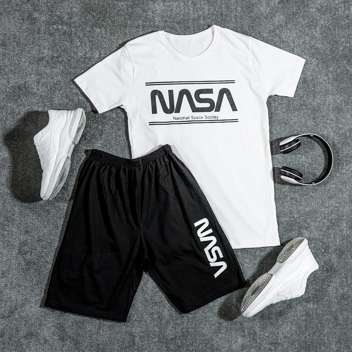 ست تیشرت شلوارک Nasa مردانه مدل Saron