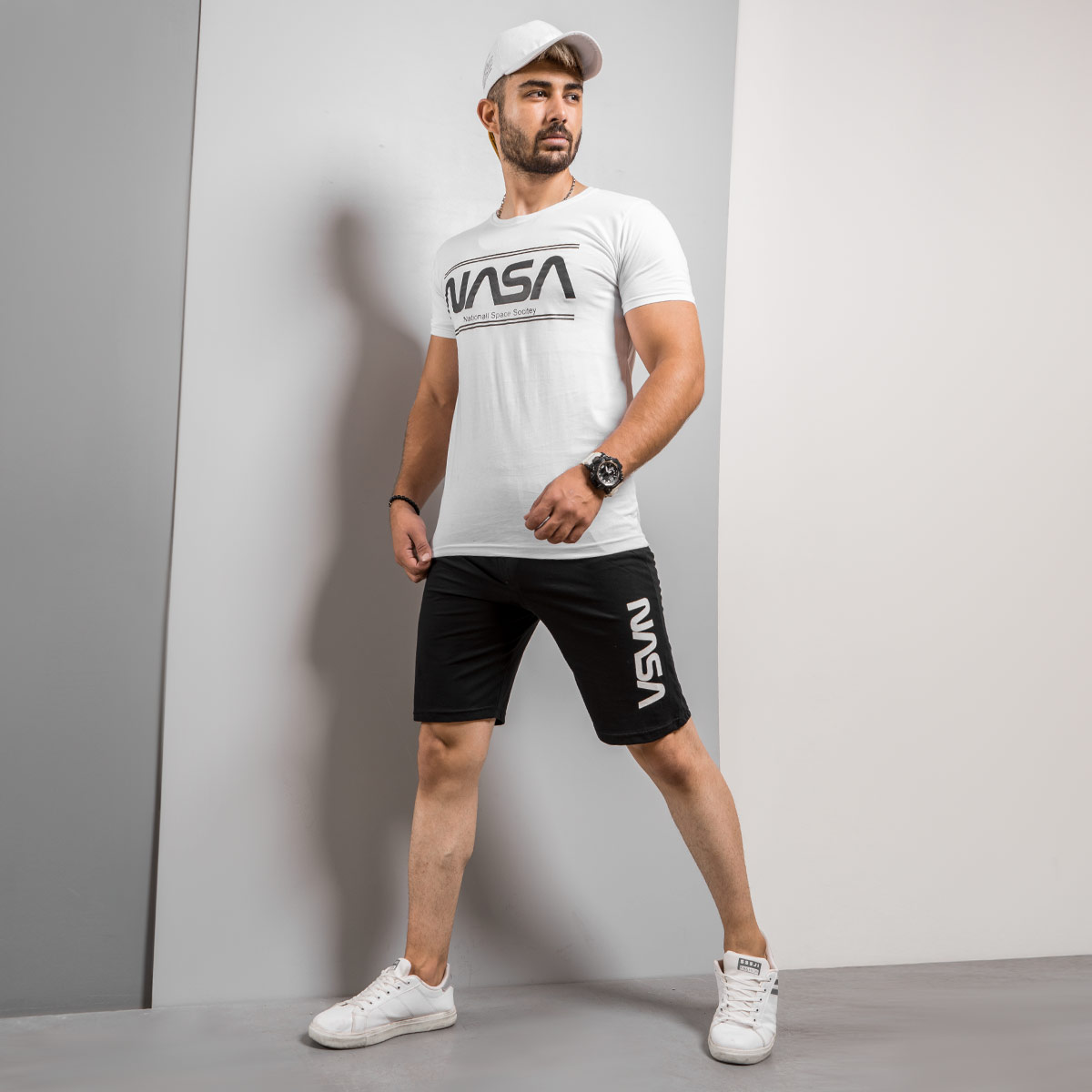 ست تیشرت شلوارک Nasa مردانه مدل Saron