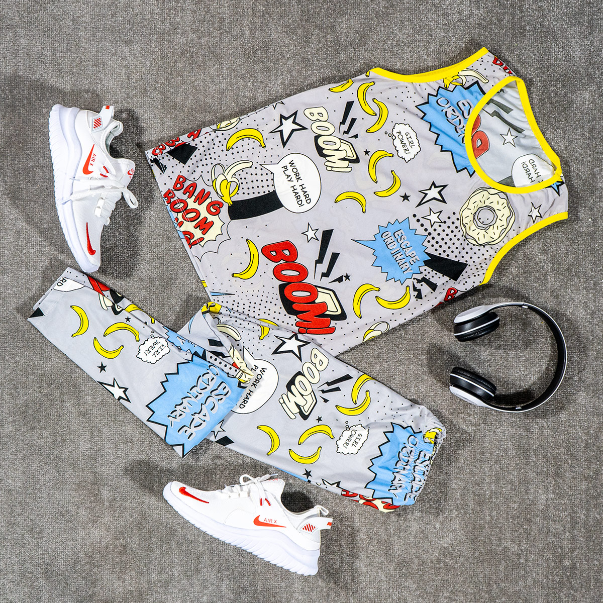 ست تاپ و ساپورت زنانه طوسی مدل Emily