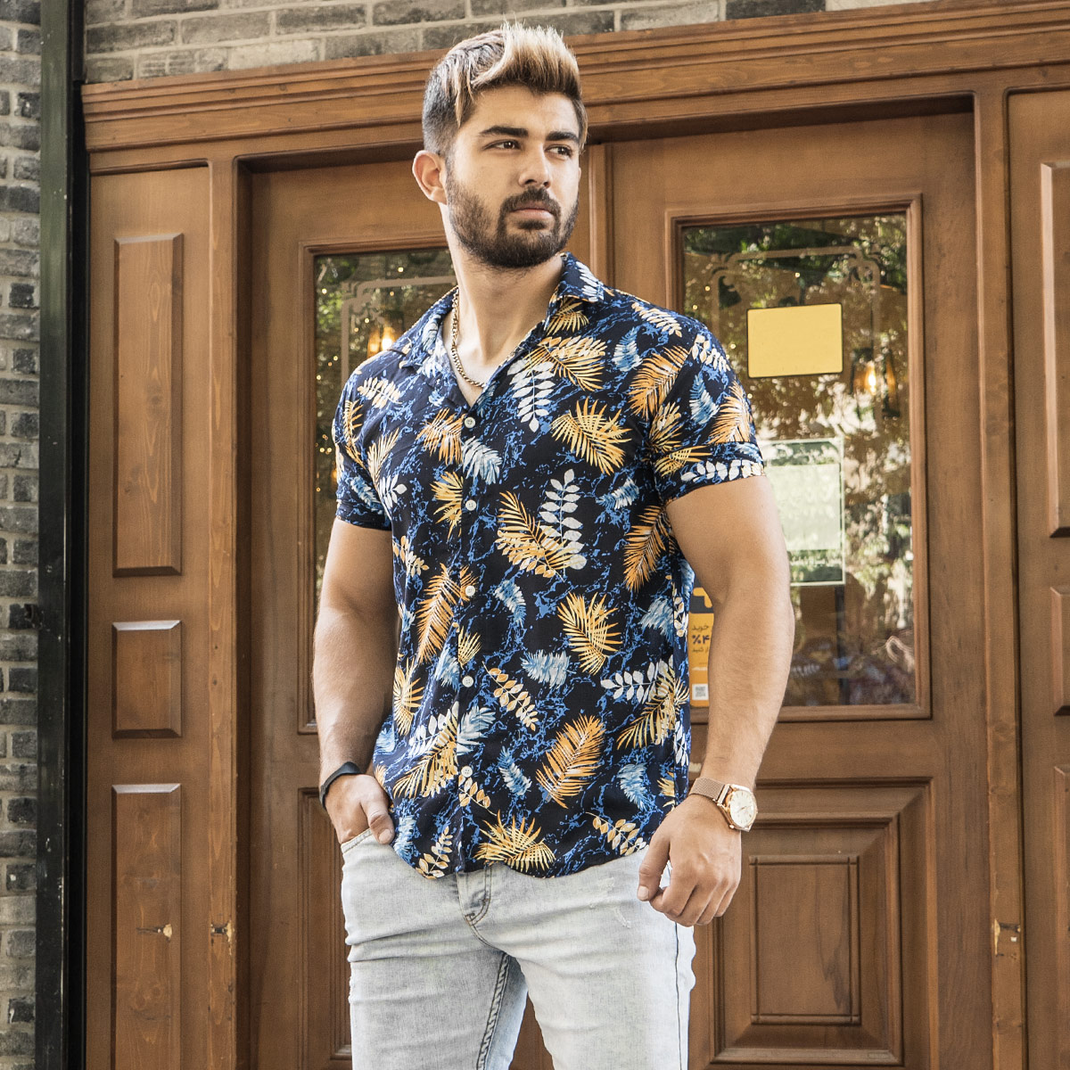 پیراهن هاوایی مردانه (T)مدل Samiyar