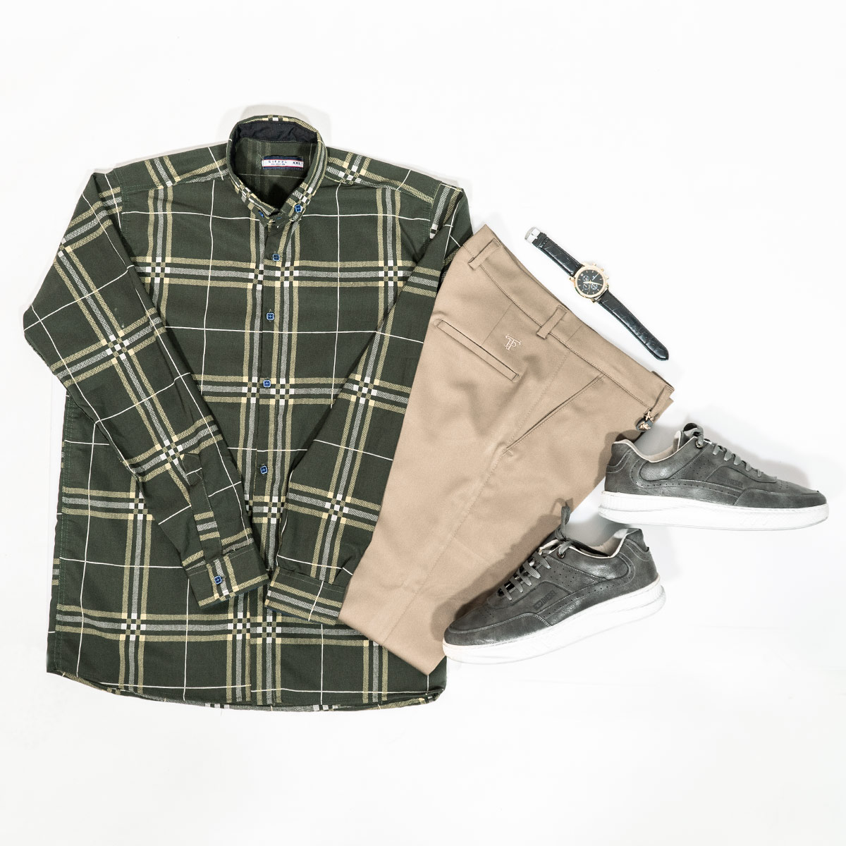 پیراهن چهار خونه سبز (T)مردانه مدل Malin